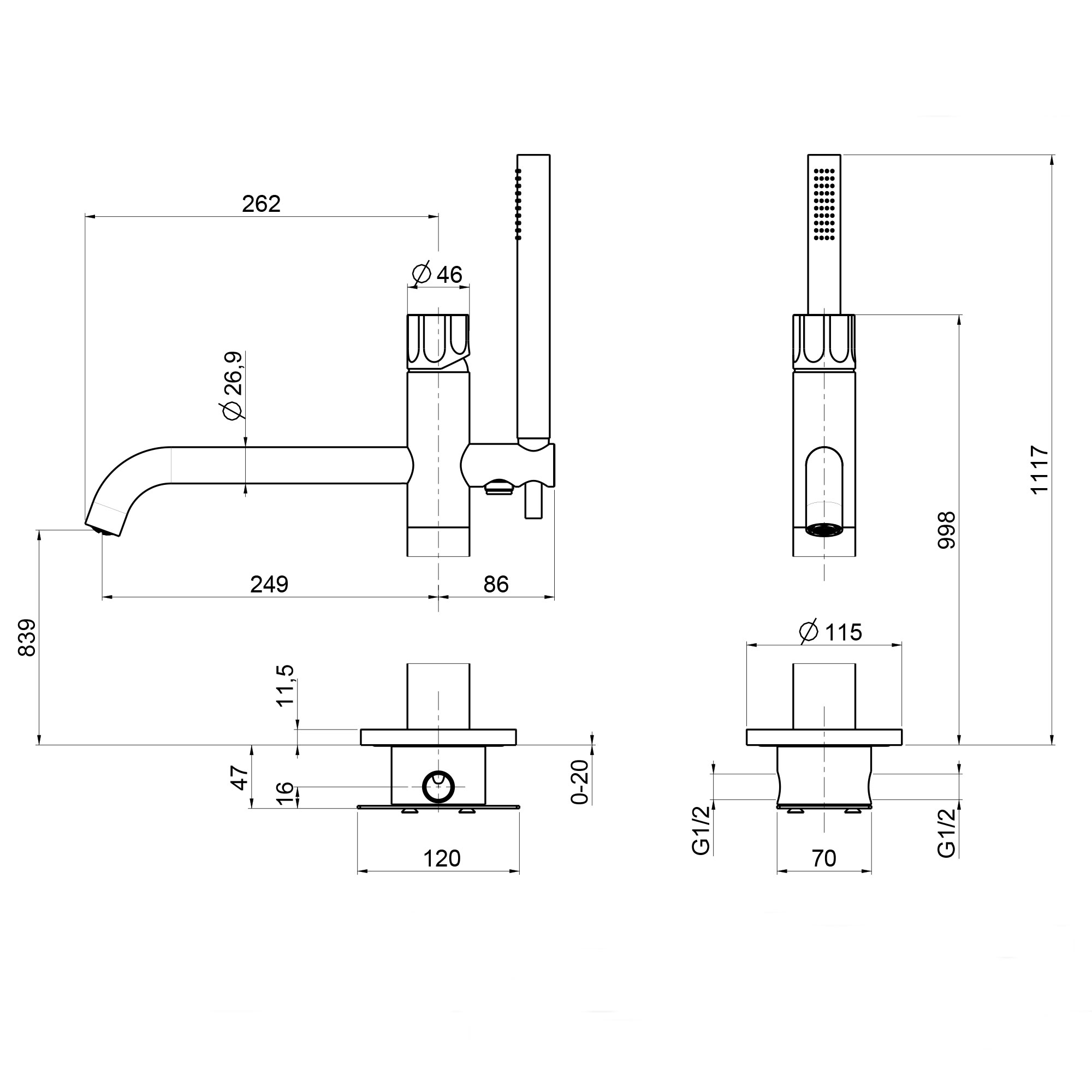 west one bathrooms online Quadro Modo DT 17 62 technical