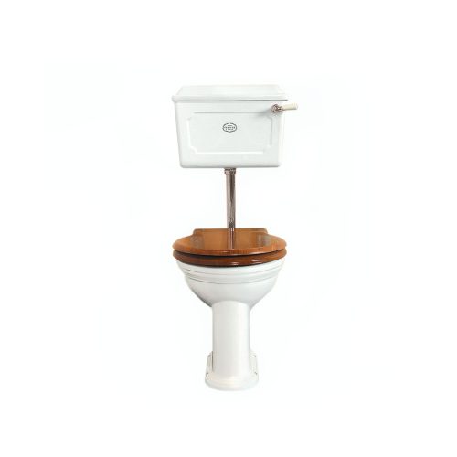 West One Bathrooms low level ceramic cistern wc set White Polished Nickel 1