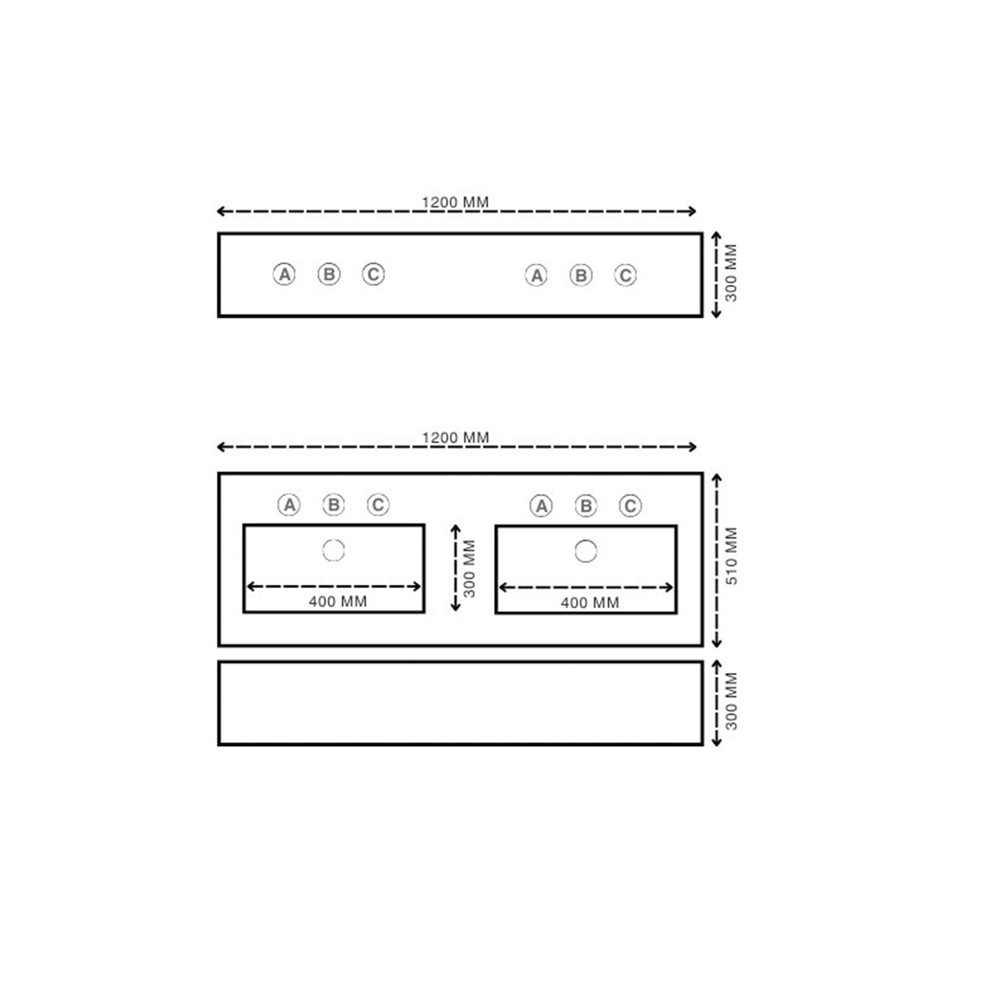 Kensington 1200mm Splashback Technical