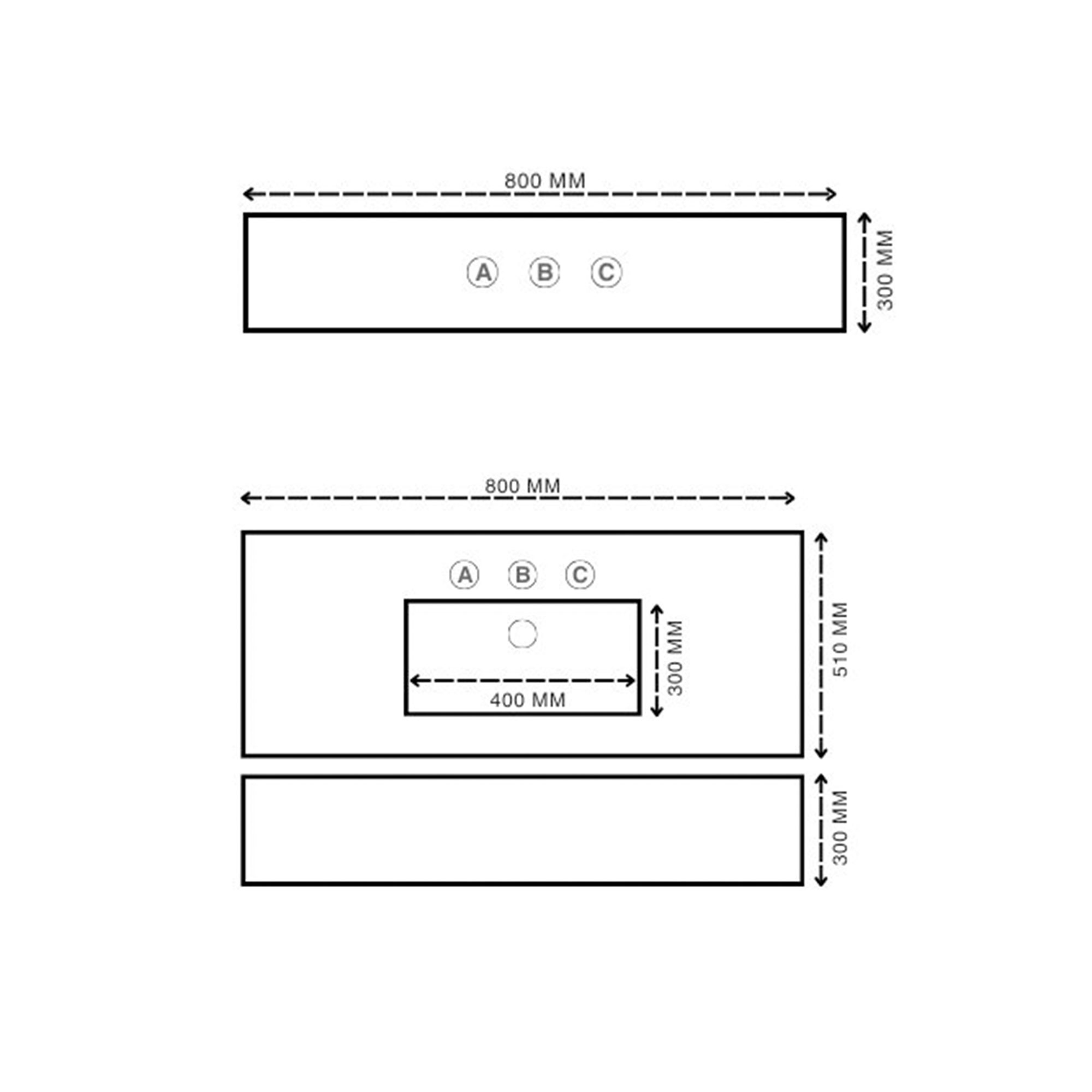 Kensington 800mm Splashback Technical