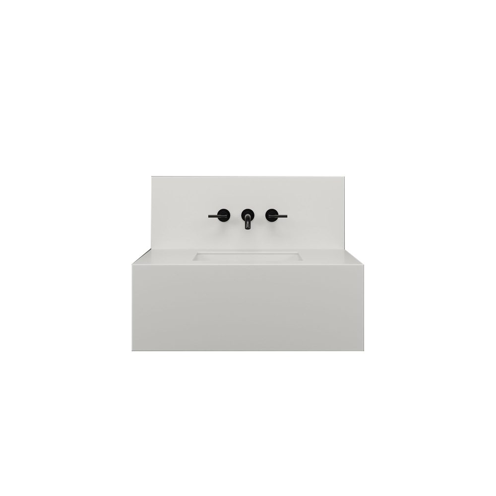 White Splashback 800mm 3 tap holes