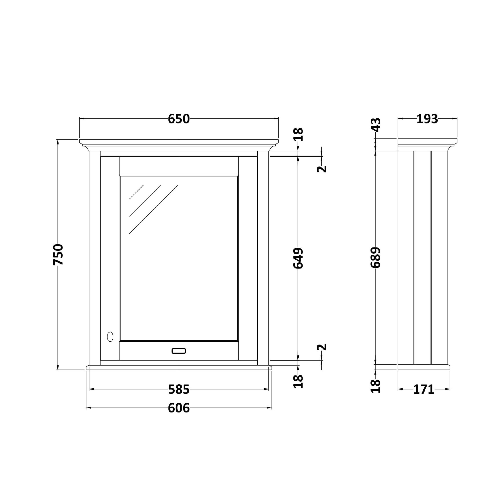 west one bathrooms online BCMC600DL Victrion 600 Mirror Cabinet Dark Lead