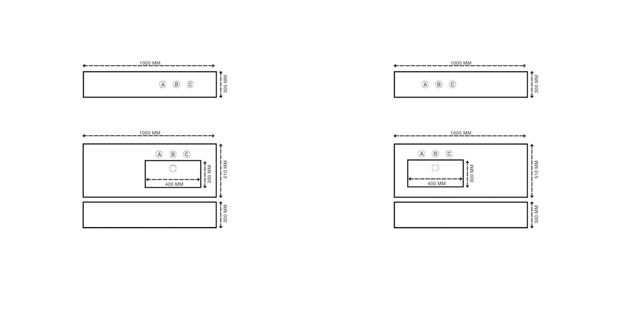 Kensington 1000mm Splashback Technical
