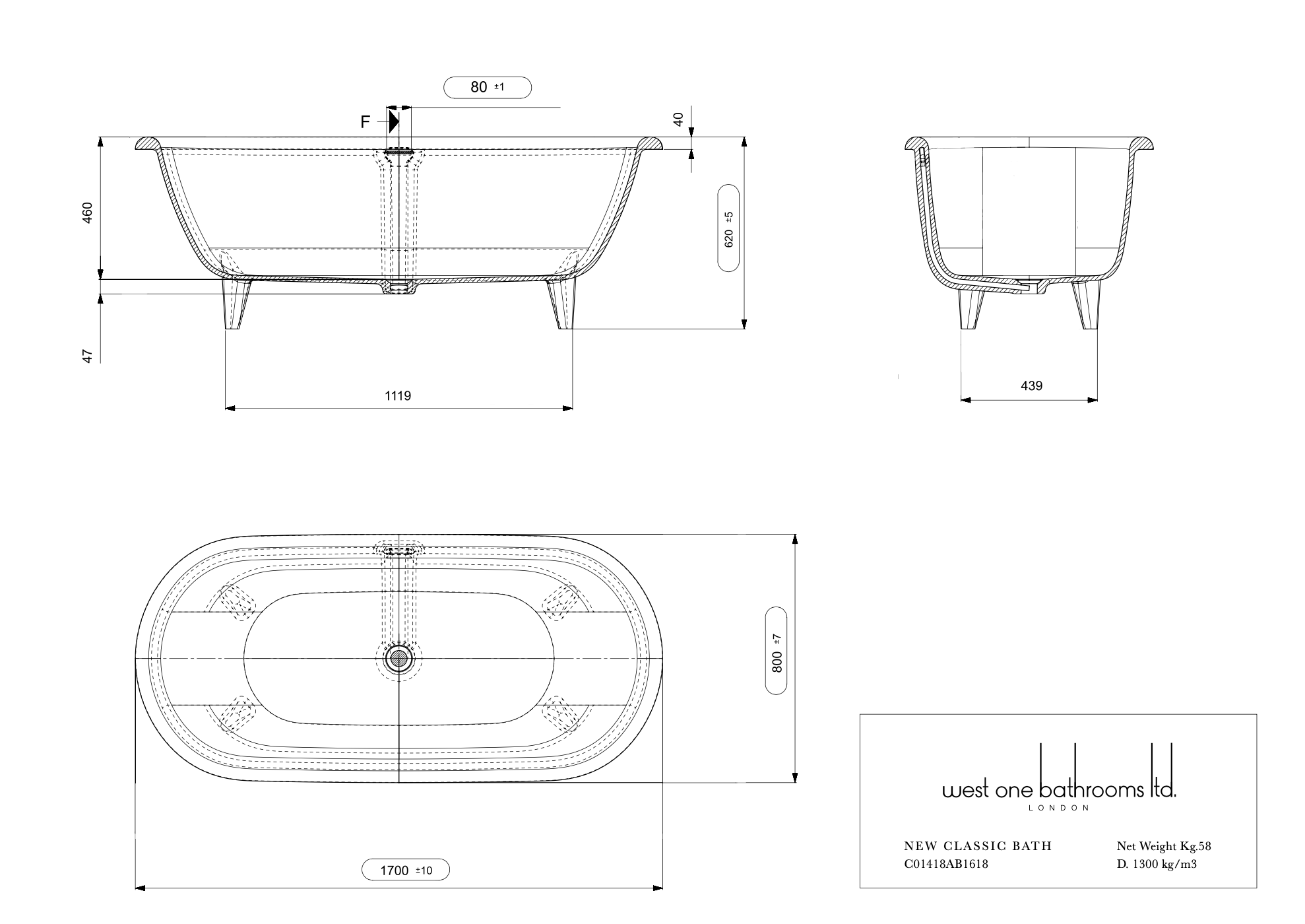 west one bathrooms online C01418AB1618 technical