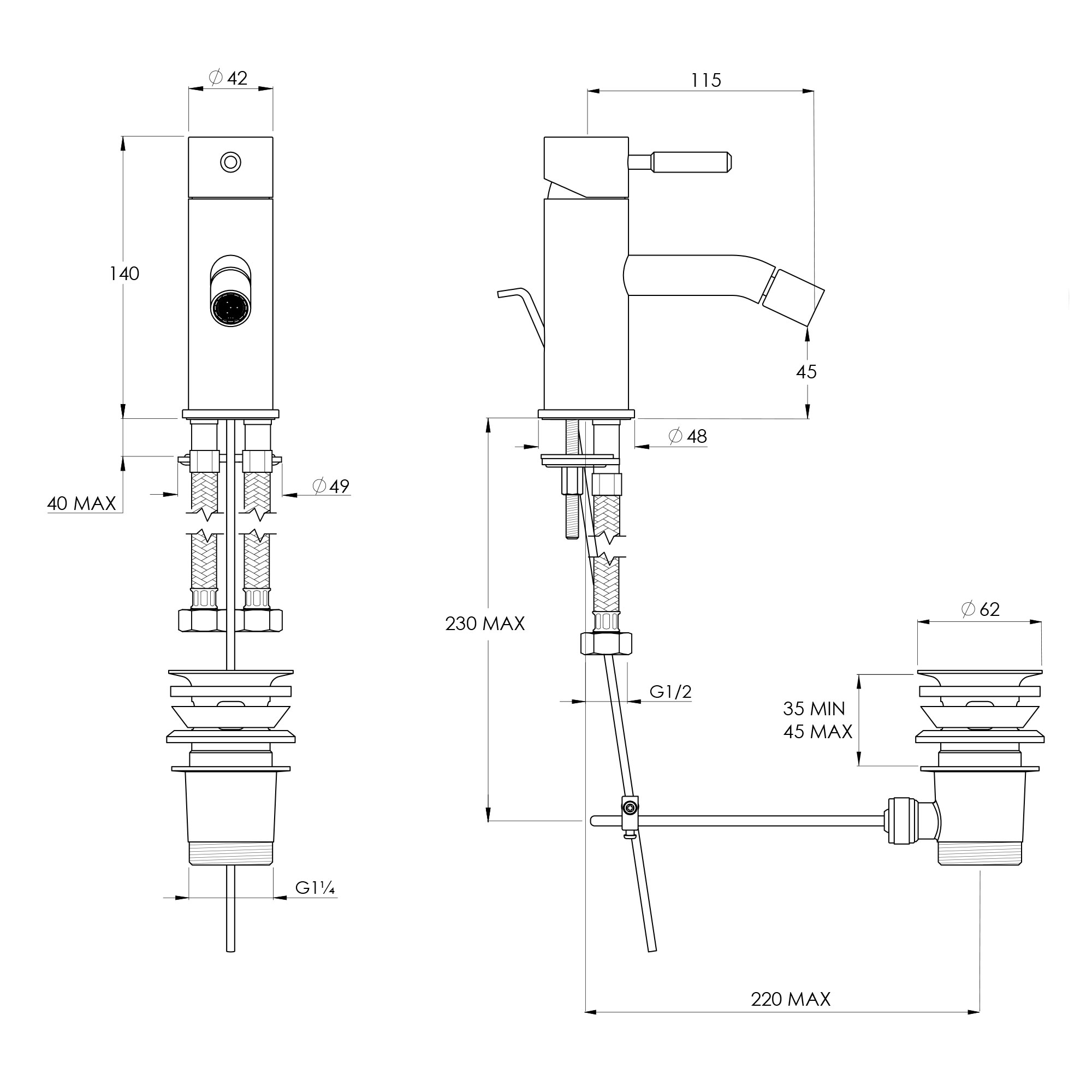 west one bathrooms online DO1010 SPEC MONO BIDET MIXER