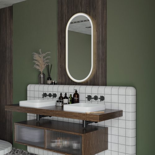 west one bathrooms online LML 01C051 BB  L01 lomax light capsule mirror 50x100cm brushed brass