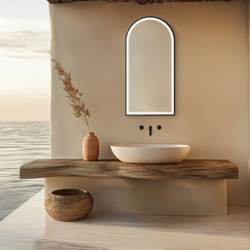 west one bathrooms online LML 01R051 BK  L01 lomax light arch mirror 50 black