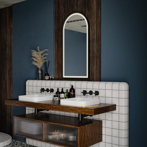 west one bathrooms online LML 01R051 BK  L02 lomax light arch mirror 50 black
