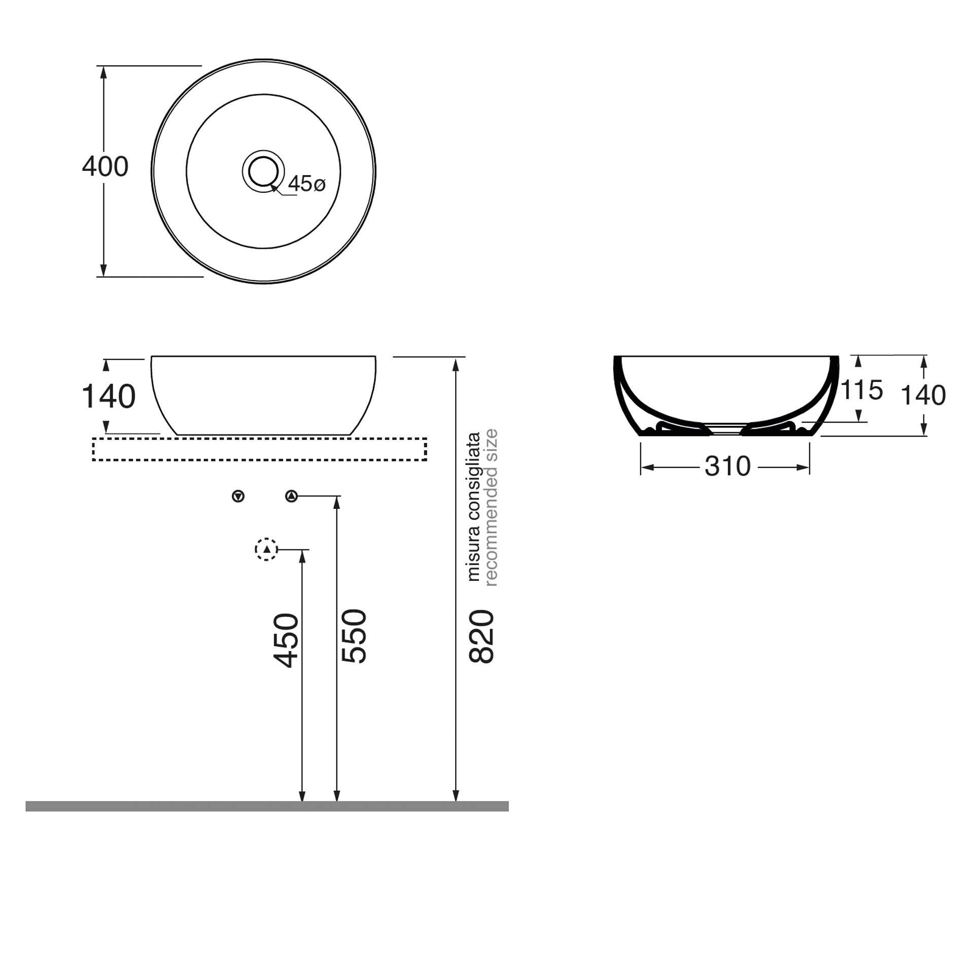 Elara Circle Counter Top Technical
