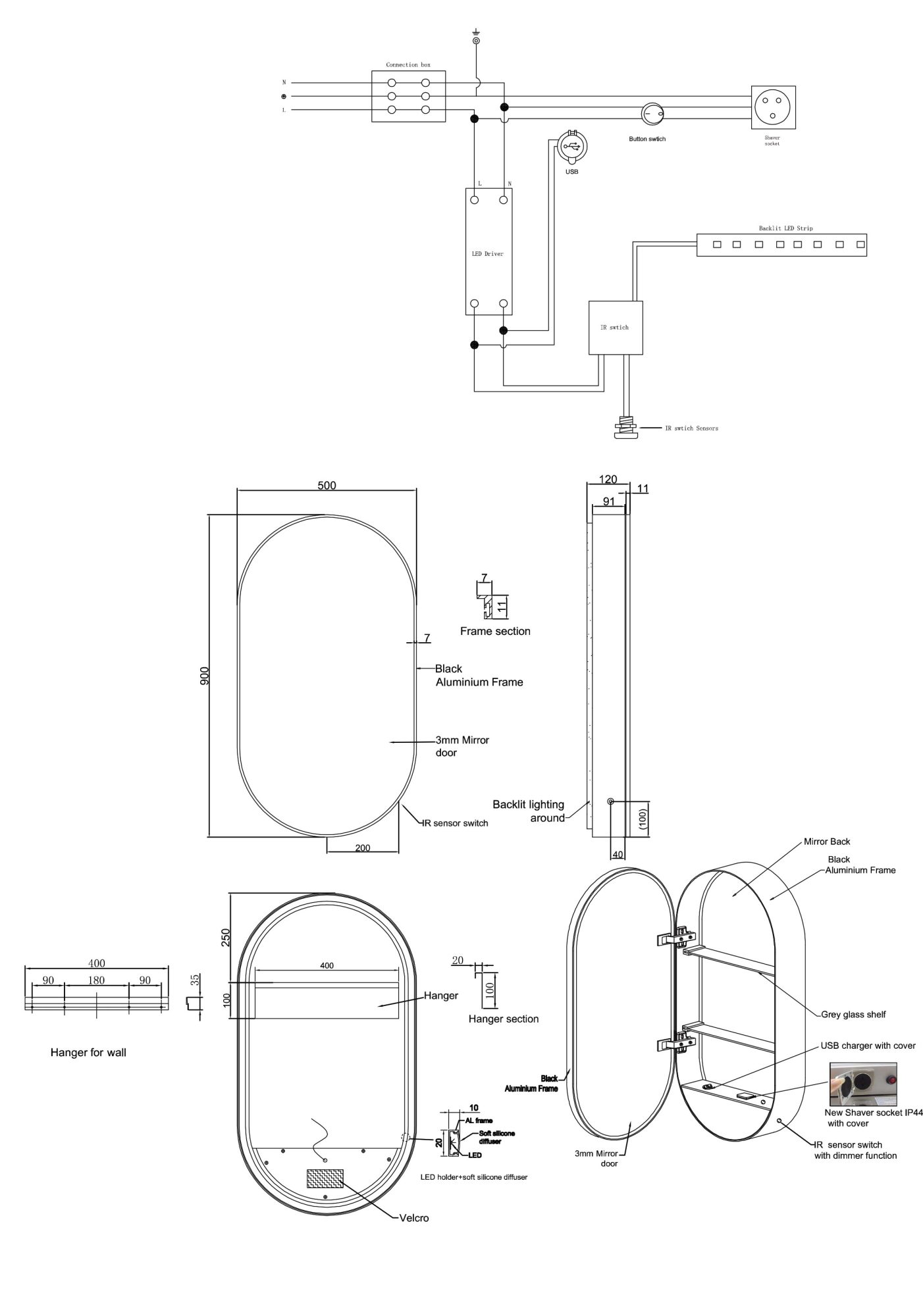 500X900 Oval Cabinet PS