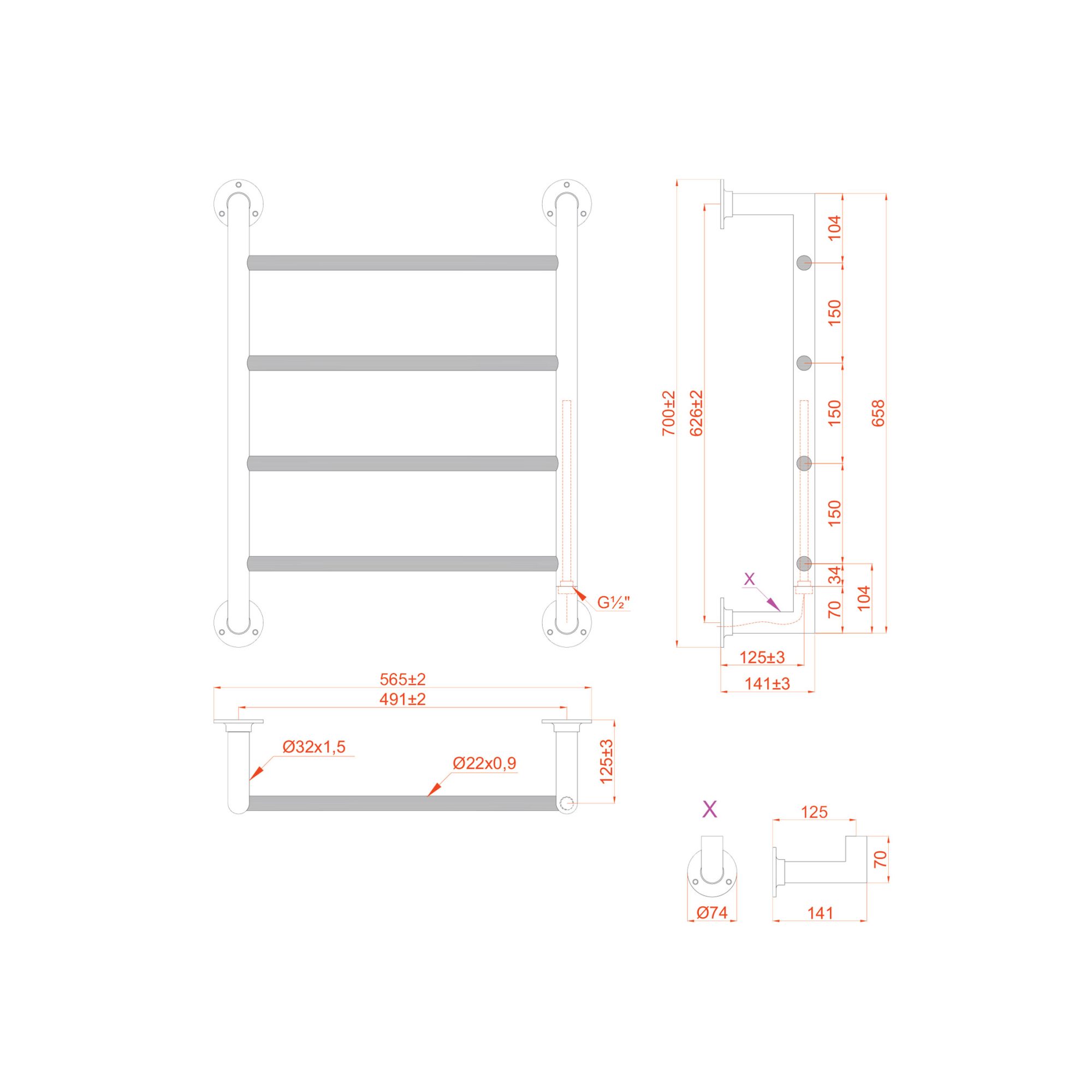 west one bathrooms towel rail datasheet