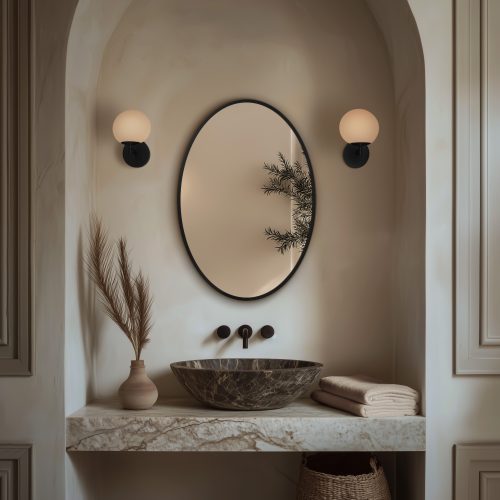 DEL 00V558 BK  L01 delphine oval mirror 55×80 black