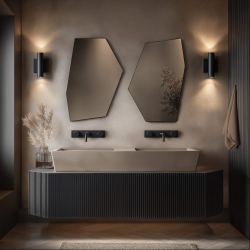 OSL 00H558 BK  L01 oslo irregular hexagon mirror 55×80 black