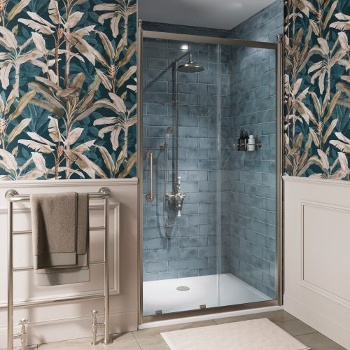 West One Bathrooms – 1850 Classique Sliding Door 1200 Brushed Nickel