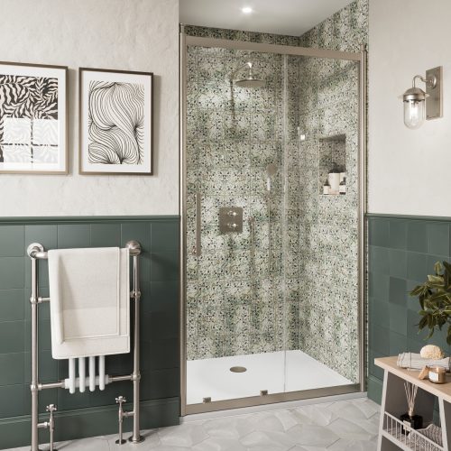 West One Bathrooms – 1909 Classique Sliding Door 1200 Brushed Nickel