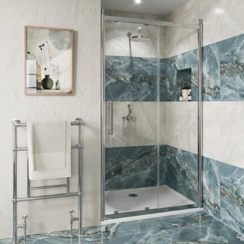 West One Bathrooms – 1909 Classique Sliding Door 1200 Chrome in Recess